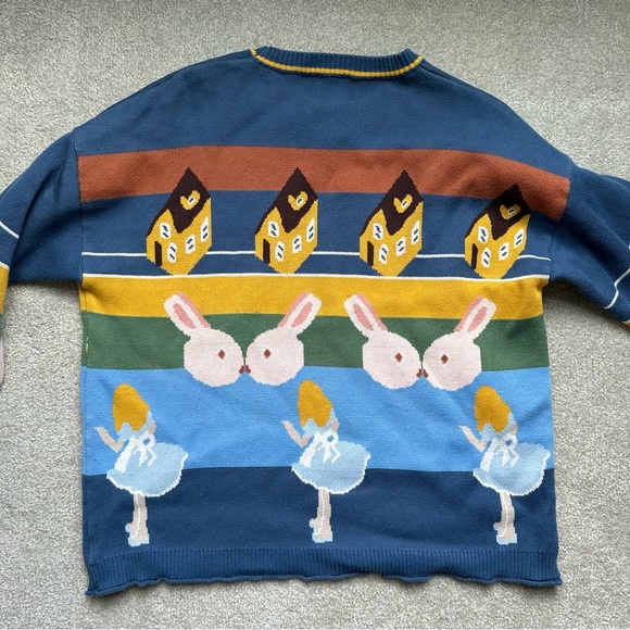 Vintage Ms and Dn 90s Disney Alice in Wonderland and Her Rabbit Sweater - Picture 3 of 7